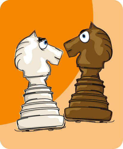 Tasse mit dem Schachmotiv Springer